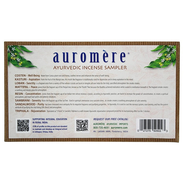 Auromere, Ayurvedic 8 Fragrance Sampler Pack, 8 Pieces