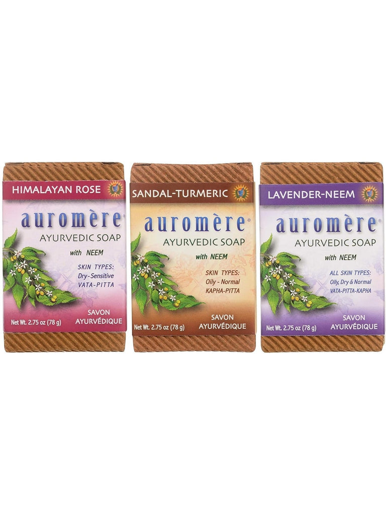 ** 12 PACK ** Auromere, Ayurvedic Soap Variety Pack, 3-Pack