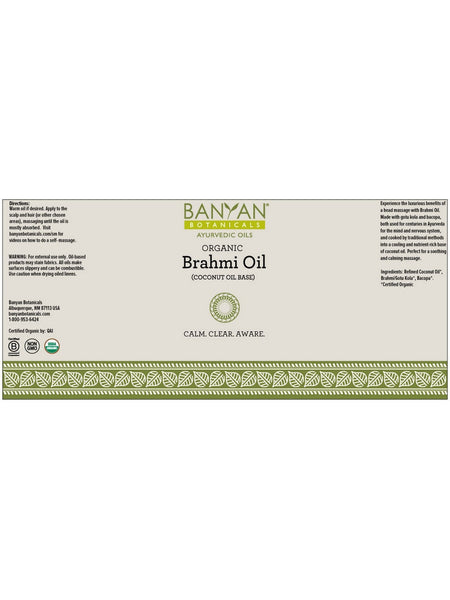 Banyan Botanicals, Brahmi Oil (Coconut Oil Base), 4 fl oz