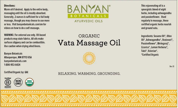 Banyan Botanicals, Vata Massage Oil, 128 fl oz