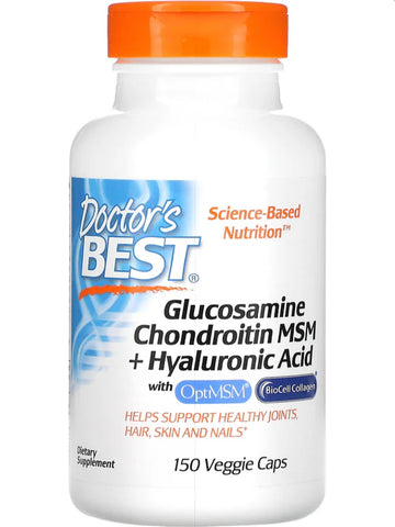 Doctors Best, Glucosamine Chondroitin MSM + Hyaluronic Acid, 150 Veggie Capsules