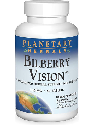 Planetary Herbals, Bilberry Vision™ 100 mg, 60 Tablets