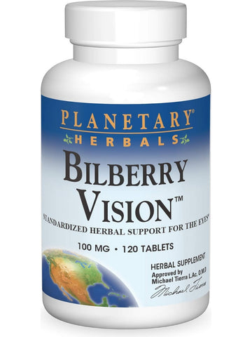 Planetary Herbals, Bilberry Vision 100mg Std 37% Anthocyanocides, 120 ct