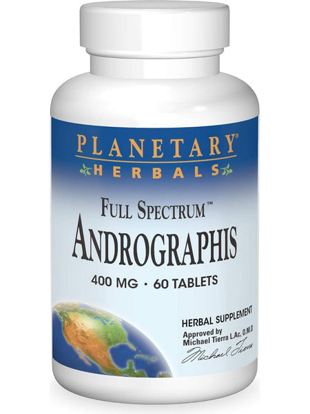 Planetary Herbals, Andrographis 400mg Full Spectrum Std 10% Andrographolides, 60 ct