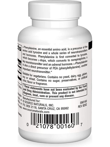 Source Naturals, L-Phenylalanine, Free Form 500 mg, 50 tablets