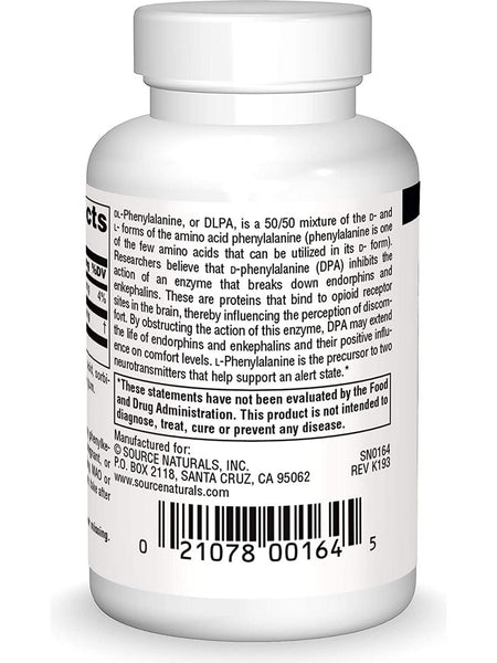 Source Naturals, DLPA DL-Phenylalanine 750 mg, 30 tablets