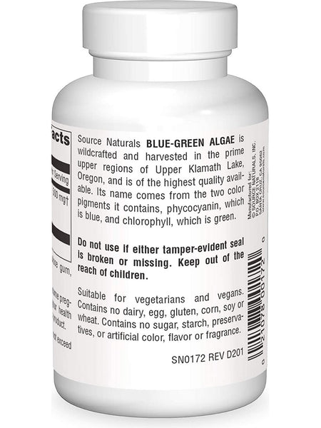 Source Naturals, Blue-Green Algae, Freeze Dried 500 mg, 100 tablets