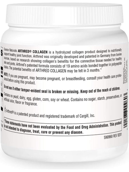 Source Naturals, Arthred Hydrolyzed Collagen, 9 oz