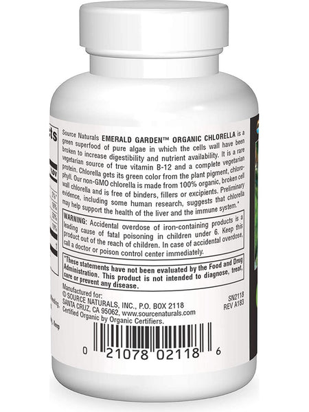 Source Naturals, Emerald Garden™ Organic Chlorella 200 mg, 300 tablets