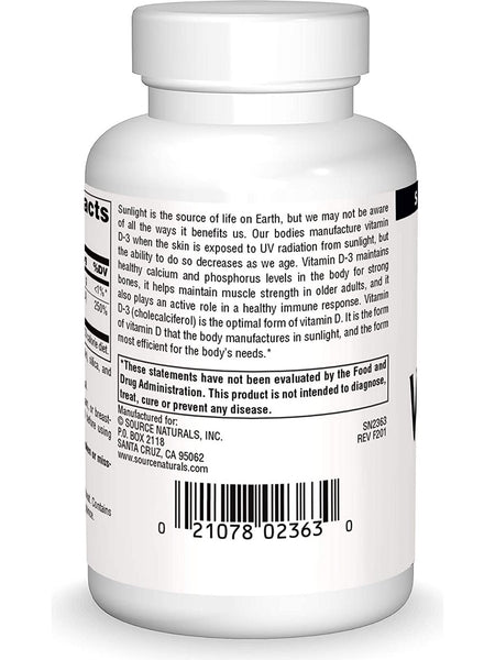 Source Naturals, Vitamin D-3 1000 IU, 90 capsules