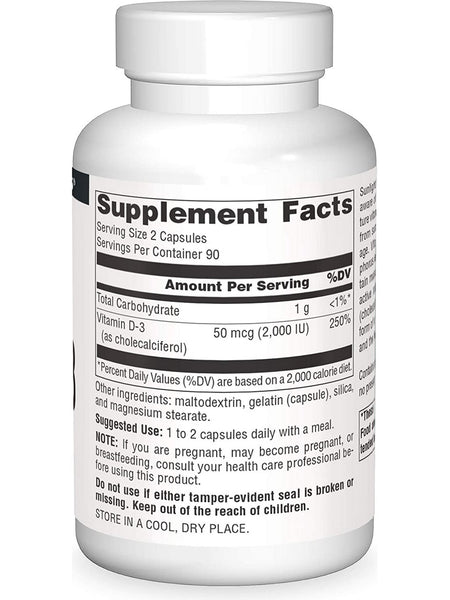 Source Naturals, Vitamin D-3 1000 IU, 180 capsules