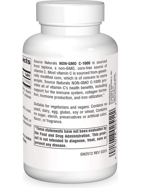 Source Naturals, C-1000 Corn Free Non-GMO 1000 mg, 60 tablets