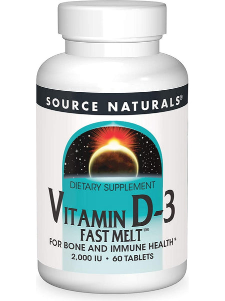 Source Naturals, Vitamin D-3 2000 IU Black Cherry-Peach Fast Melt™, 60 tablets