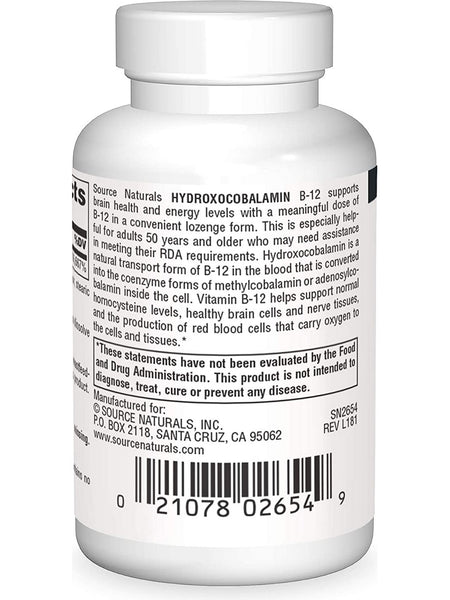 Source Naturals, Hydroxocobalamin 1 mg, Cherry, 60 lozenges