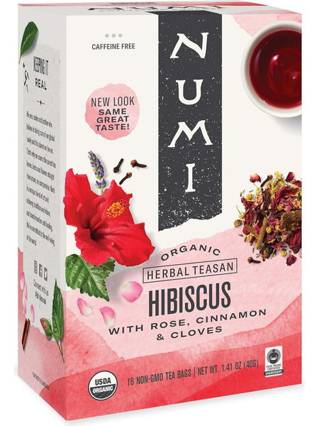 ** 12 PACK ** Numi, Hibiscus, 16 Non-GMO Tea Bags