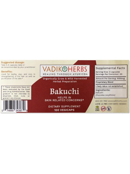 Vadik Herbs, Bakuchi, 100 ct