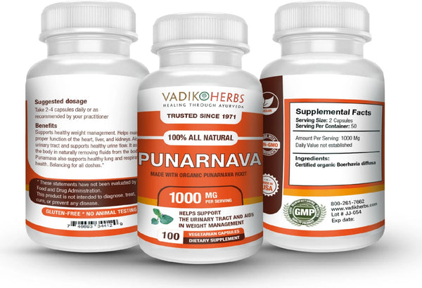 Vadik Herbs, Punarnava, 100 ct