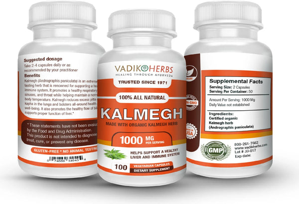 Vadik Herbs, Kalmegh, Andrographis Paniculata, 100 ct